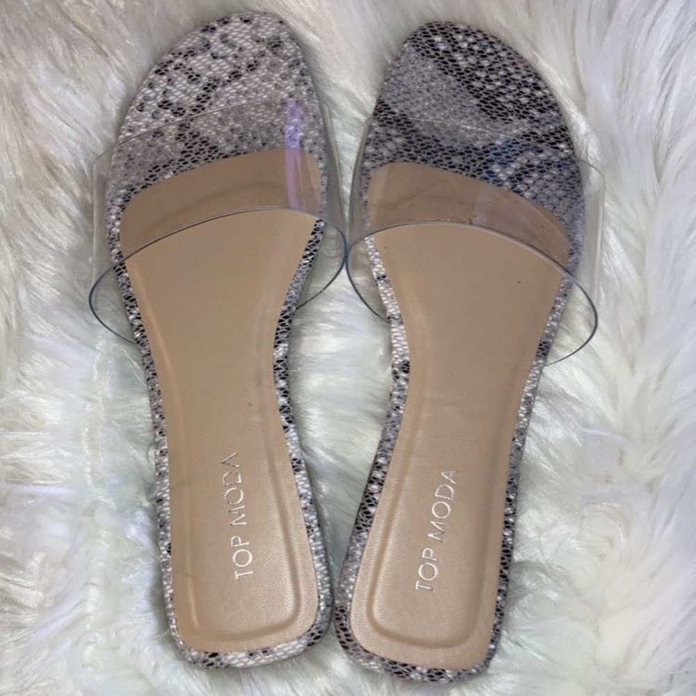 Top Moda Snake Print Slide Sandals